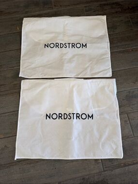 Nordstrom White Canvas Dust Bags with Black Logo - Set of 2